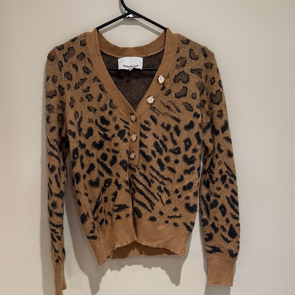 Heartloom Leopard Print Button-Up Cardigan